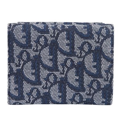 DIOR 經典金字緹花織布中夾(展示品/藍)