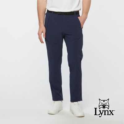 【Lynx Golf】首爾高桿風格！男款四面彈性吸濕排汗抗UV長褲(深藍色)