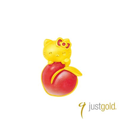 【Just Gold 鎮金店】繽紛果漾派對 黃金串珠(蜜桃Kitty)
