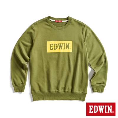 EDWIN 男裝 BOX LOGO衛衣-橄欖綠
