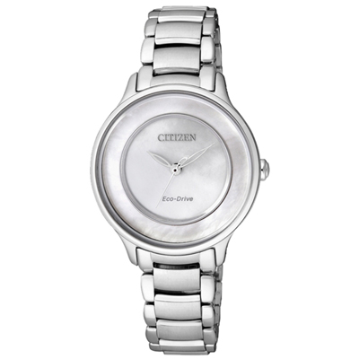 CITIZEN Eco-Drive 晨之曙光光動能腕錶-白-EM0380-57D-30mm