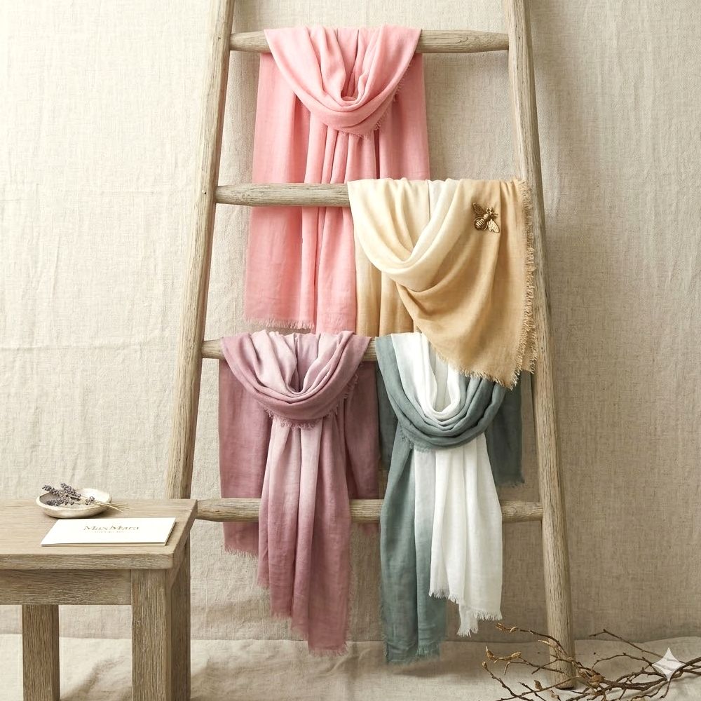 Max Mara-WEEKEND SIONxGHIA 莫代爾棉/亞麻流蘇披肩 圍巾-多款可選