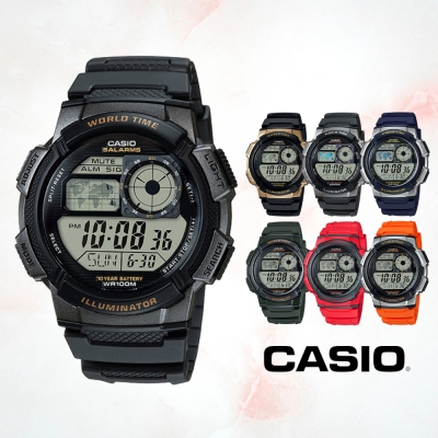 CASIO卡西歐 地圖時區電子錶(AE-1000W) / 考試錶