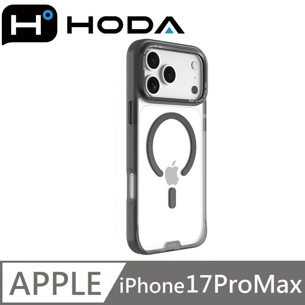 hoda 適用 iPhone 17 Pro Max MagSafe 柔石軍規防摔保護殼 防摔手機殼 - 銀河黑