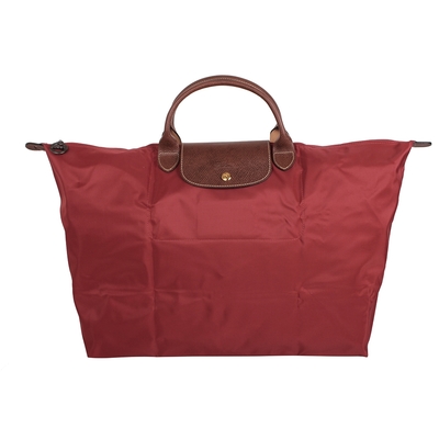 LONGCHAMP  Le pliag 系列短把拉鍊短把摺疊旅行包(紅)大