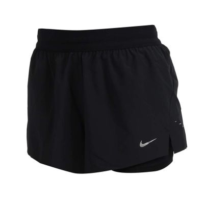 NIKE 女DRI-FIT中腰二合一運動短褲-休閒 三分褲 訓練 HJ5377-010 黑銀