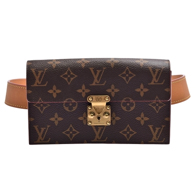 LV Louis Vuitton路易威登 M68549 經典Monogram帆布手拿/腰包(咖啡)