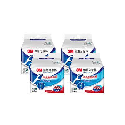 3M 細滑牙線棒-低碳包裝x4包組(單線1600支/薄荷1400支/雙線1400支)