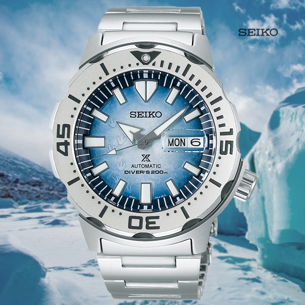 SEIKO 精工 PROSPEX愛海洋 南極企鵝腳印200米潛水機械錶-淺藍42.4mm SRPG57K1/4R36-11C0H