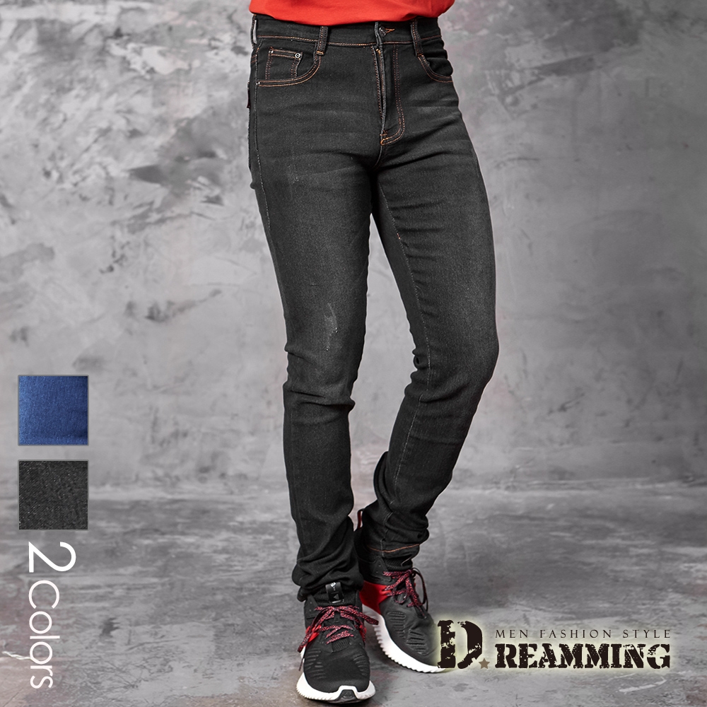 Dreamming 經典水洗刷色伸縮小直筒牛仔褲-共二色 (黑色)