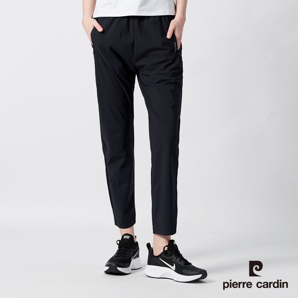 pierre cardin 皮爾卡登 男女款 冰絲涼感透氣彈力機能褲(多款任選) (女款-深藍色)