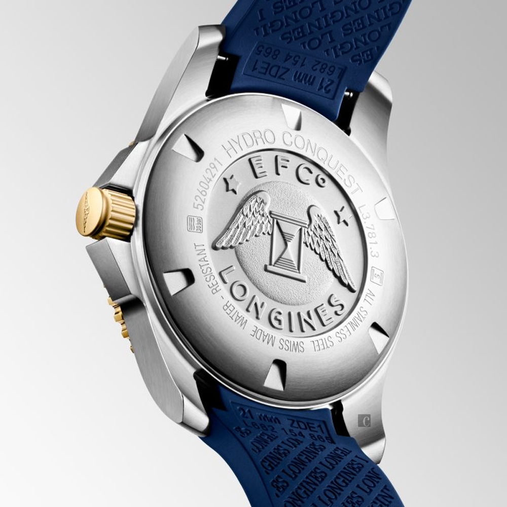 LONGINES 浪琴官方授權深海征服者浪鬼陶瓷潛水機械錶-藍x金/41mm L3