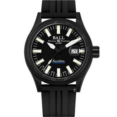 BALL 波爾錶官方授權B5 Engineer III CarboLIGHT 系列 自動上鍊機械錶43mm-膠帶NM3028C-P1CJ-BK