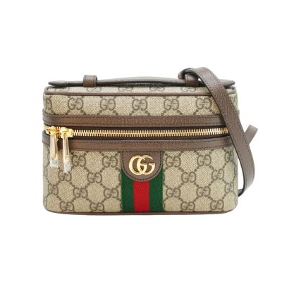 Gucci 帆布手提兩用斜背化妝包