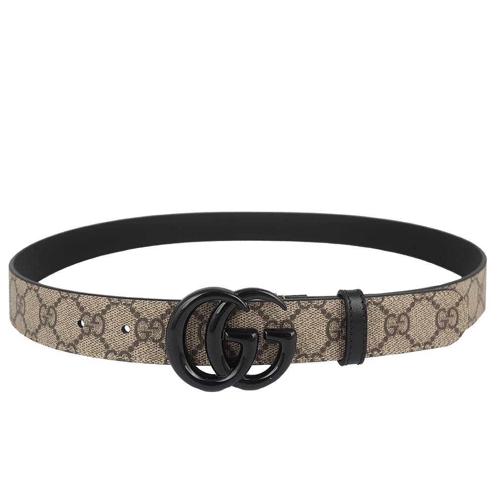 GUCCI Marmont 黑色雙G防水布皮帶(80cm) | 皮帶| Yahoo購物中心