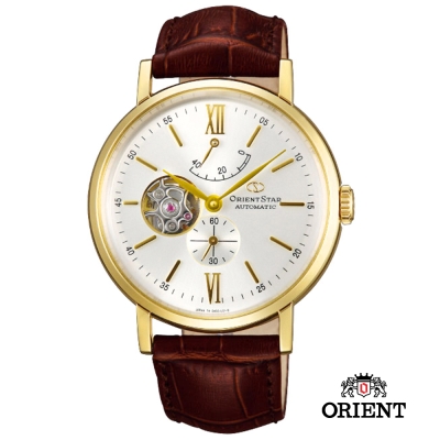 ORIENT STAR 東方之星 OPEN HEART 紳士小鏤空機械錶白x金框 WZ0141DK-40mm