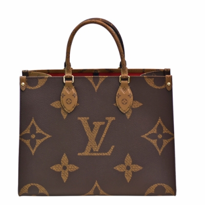 LV Louis Vuitton路易威登 M45321經典ONTHEGO MM Monogram Reverse帆布手提/肩背購物包