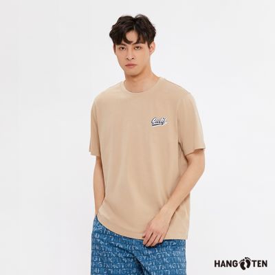Hang Ten 男裝-BCI純棉左胸印花短袖T恤-卡其色