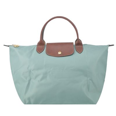 LONGCHAMP LE PLIAGE系列短把再生尼龍摺疊水餃包(中/青瓷綠)