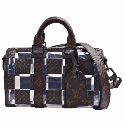 LV Louis Vuitton路易威登 M20872 KEEPALL BANDOULIÈRE 25系列Monogram Chess帆布拉鍊手提/斜背包