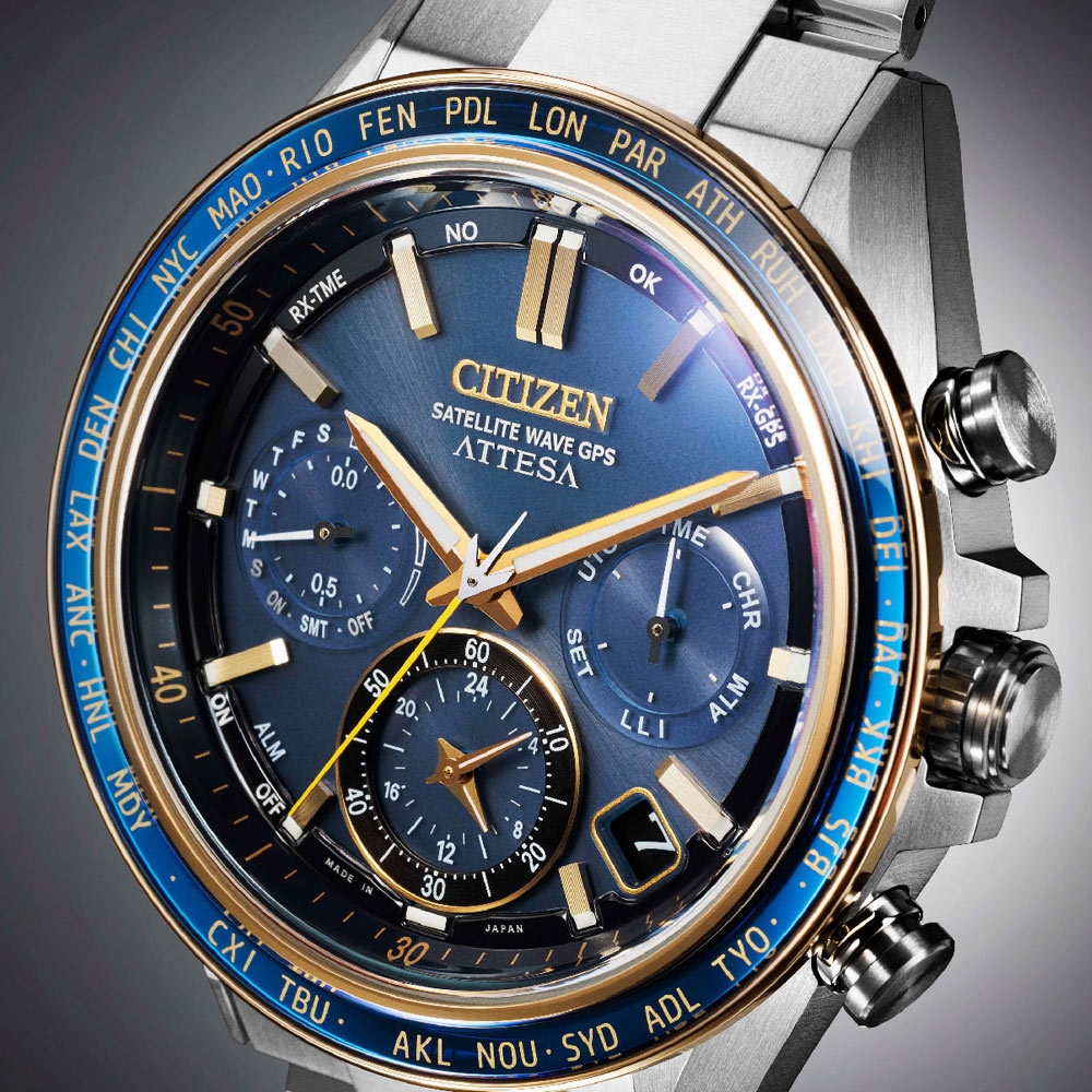 CITIZEN 星辰海王星限量鈦GPS衛星對時光動計時手錶-CC4054-68L/藍色