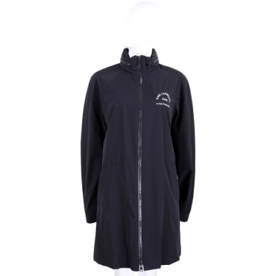 KARL LAGERFELD Rue St Guillaume 黑色防水尼龍長版連帽風衣 外套