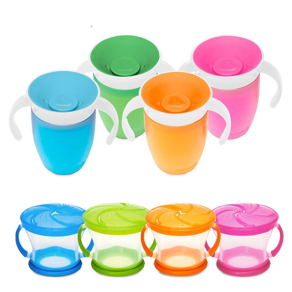 munchkin滿趣健-360度防漏練習杯+零食杯(顏色隨機)-贈杯蓋| 學習杯/水杯| Yahoo購物中心