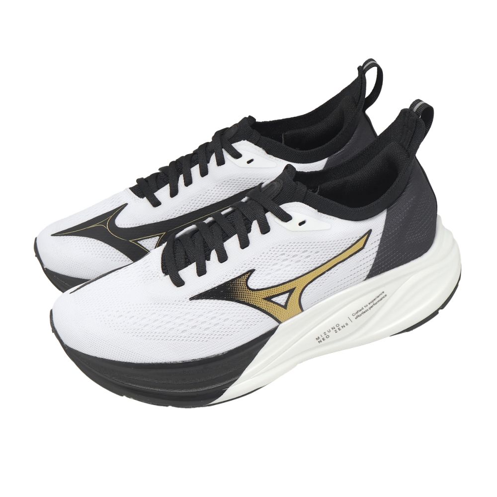 みつ Mizuno 美津濃慢跑鞋Neo Zen 2 男鞋女鞋黑白金緩震厚底運動鞋J1GC2682