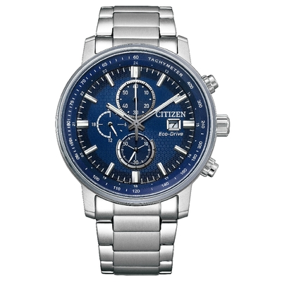 CITIZEN星辰 CHRONOGRAPH CA0840-87L 七夕情人節亞洲限定款大錶徑時尚光動能計時腕錶 藍面 43mm