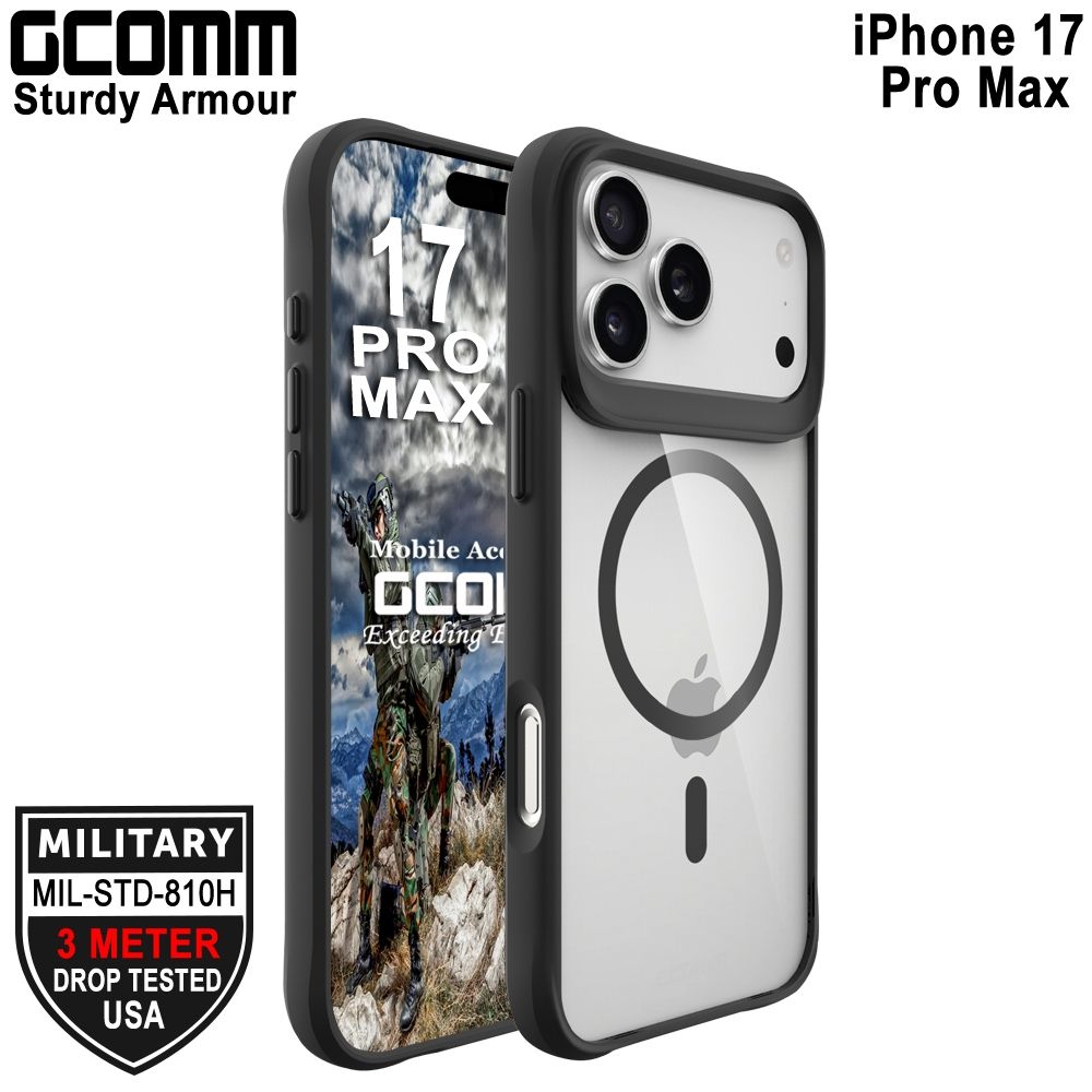 GCOMM iPhone 17 Pro Max 3米軍規磁吸防摔殼 Sturdy Armour MagSafe 硬石黑