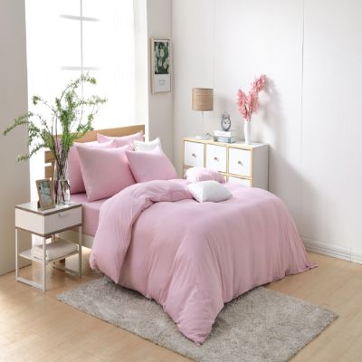 LAMINA涼感針織條紋雙人被套-粉