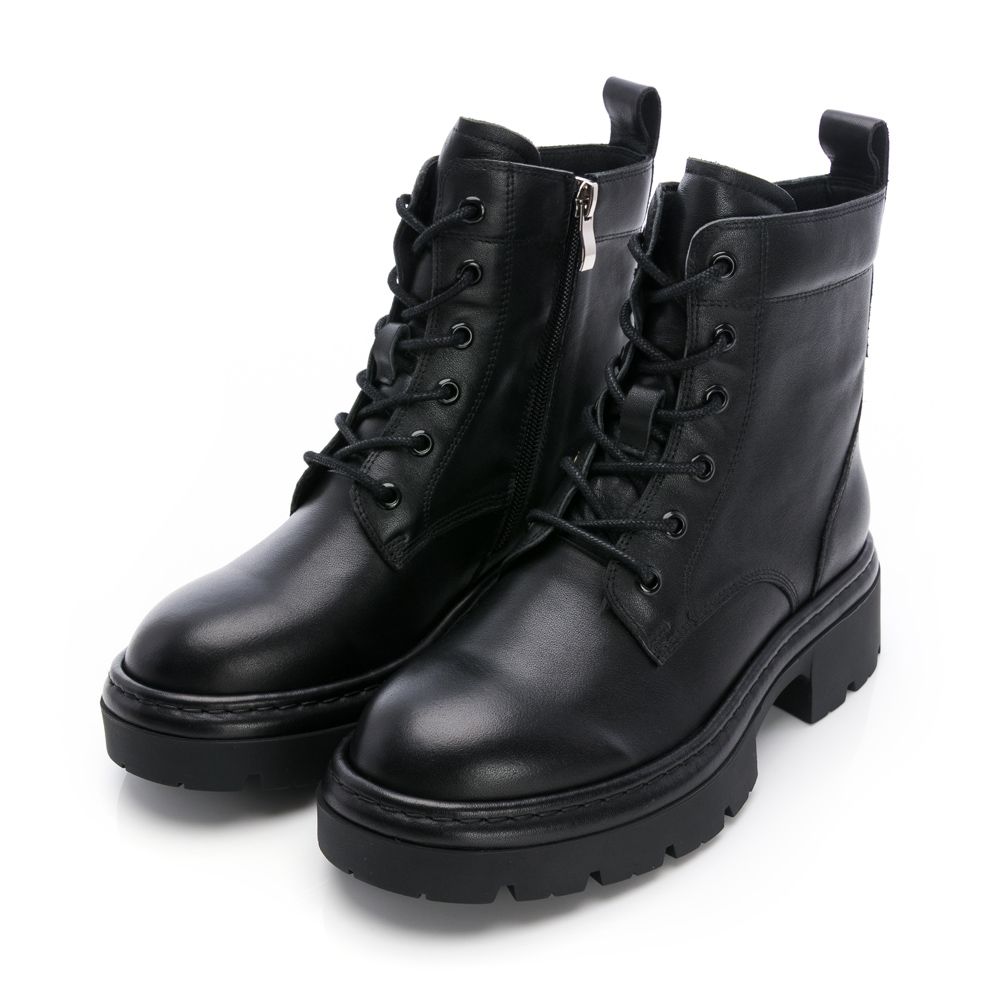 viina個性百搭真皮厚底馬汀短靴－黑 (viina)