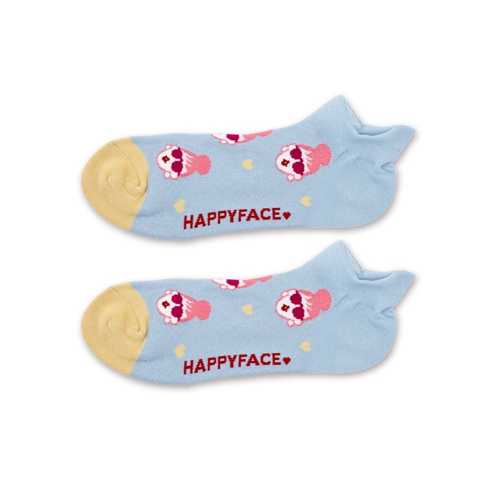 HAPPYFACE 百變EMMA刺繡運動短襪 藍灰 (G32268) (藍灰)