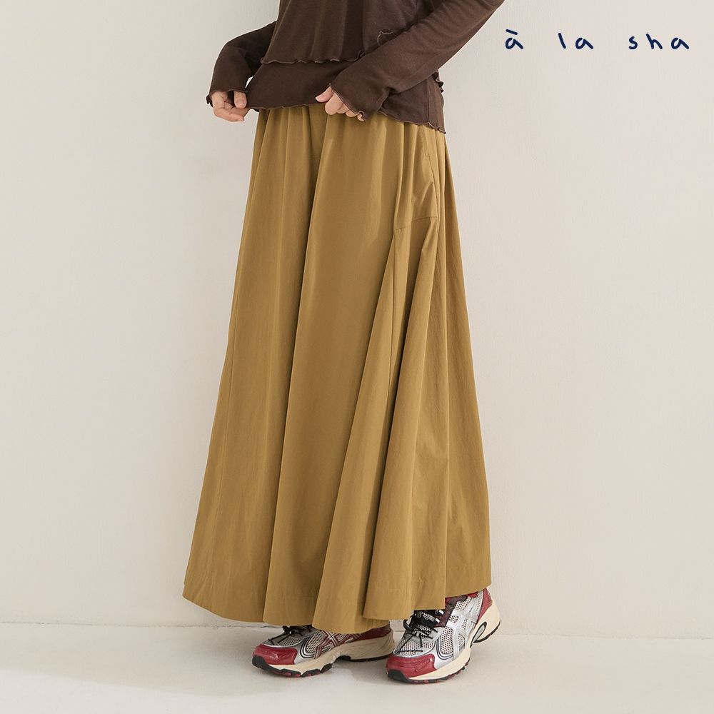a la sha 運動風寬褲裙 (咖啡)