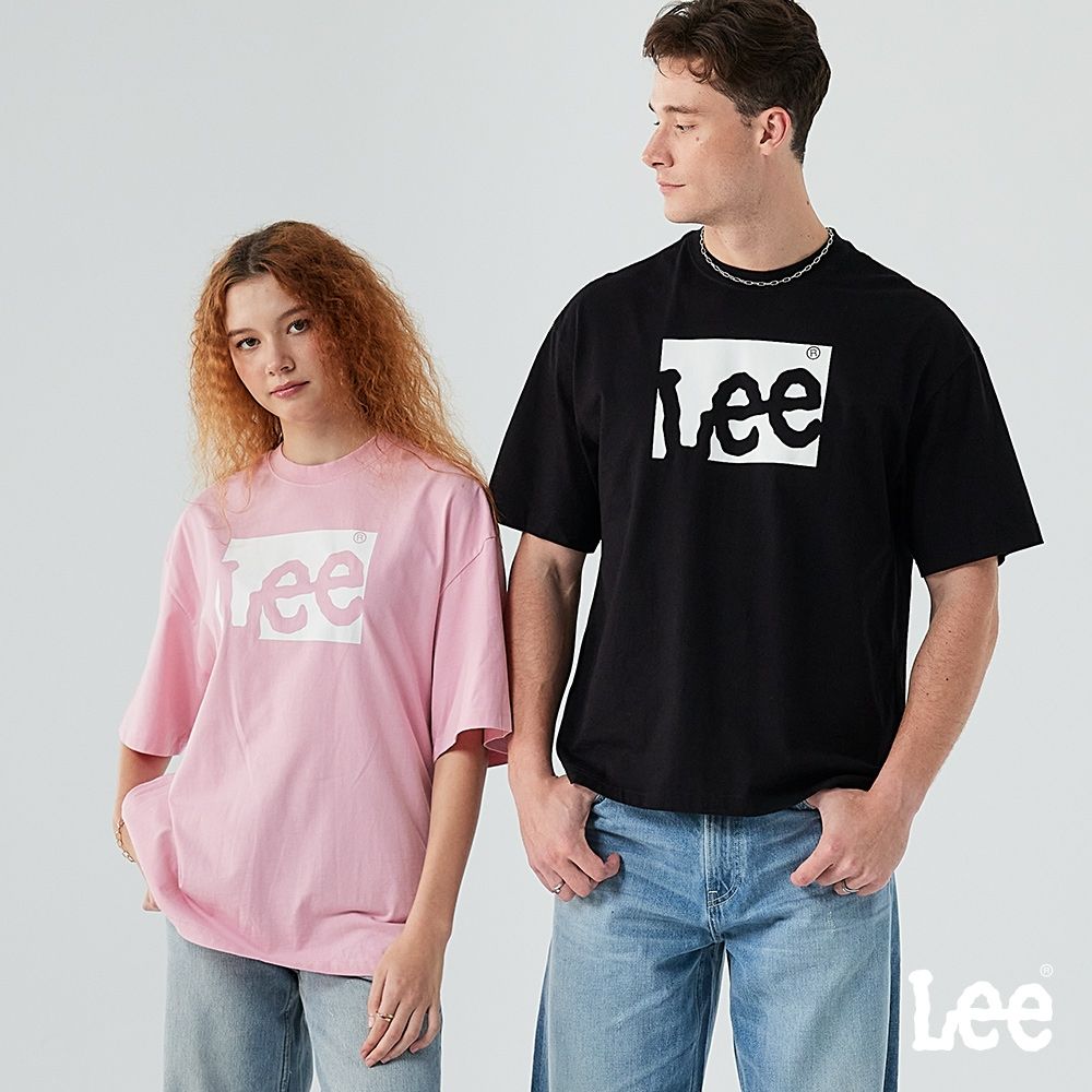 Lee 男女款 季節性版型 方形大LOGO短袖圓領TEE 六色 (粉色)