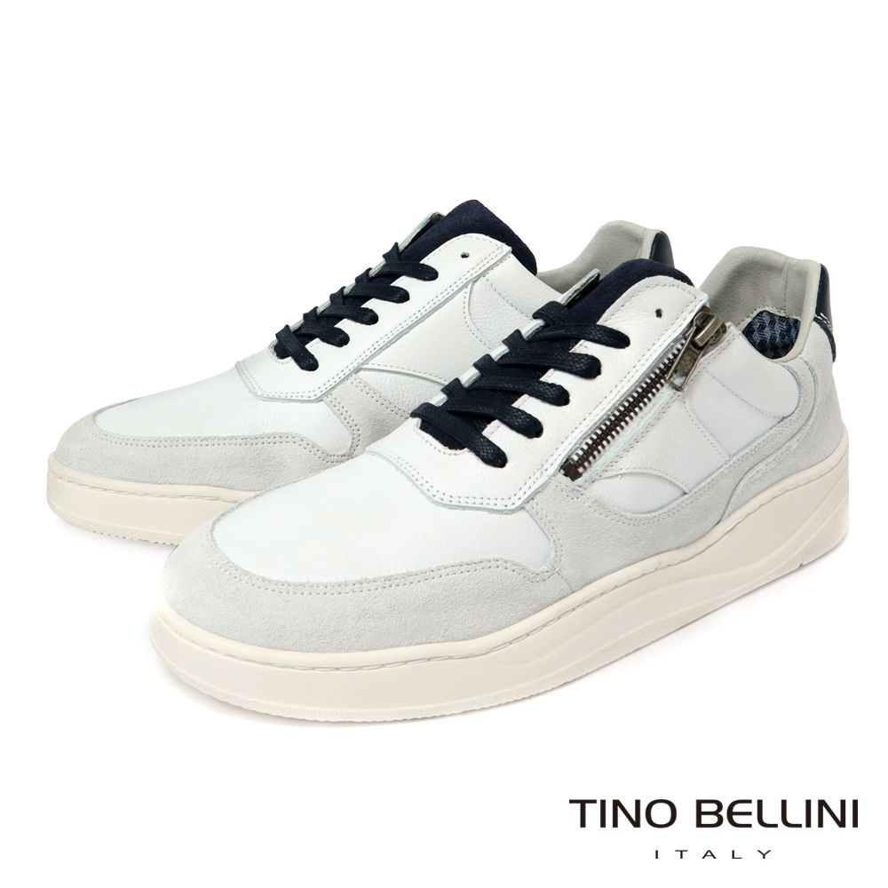 TINO BELLINI 貝里尼男款 葡萄牙進口厚底好穿脫休閒鞋 HM4T018-0(白色)