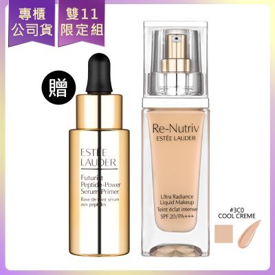 EsteeLauder雅詩蘭黛 *ESTEE LAUDER雅詩蘭黛 白金級寶石光精華粉底(3C0)30ml贈粉保濕膠原澎澎妝前精華27ml(公司貨)