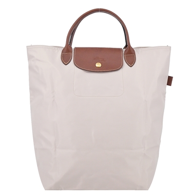 LONGCHAMP LE PLIAGE系列短把再生尼龍手提包(中/白紙)