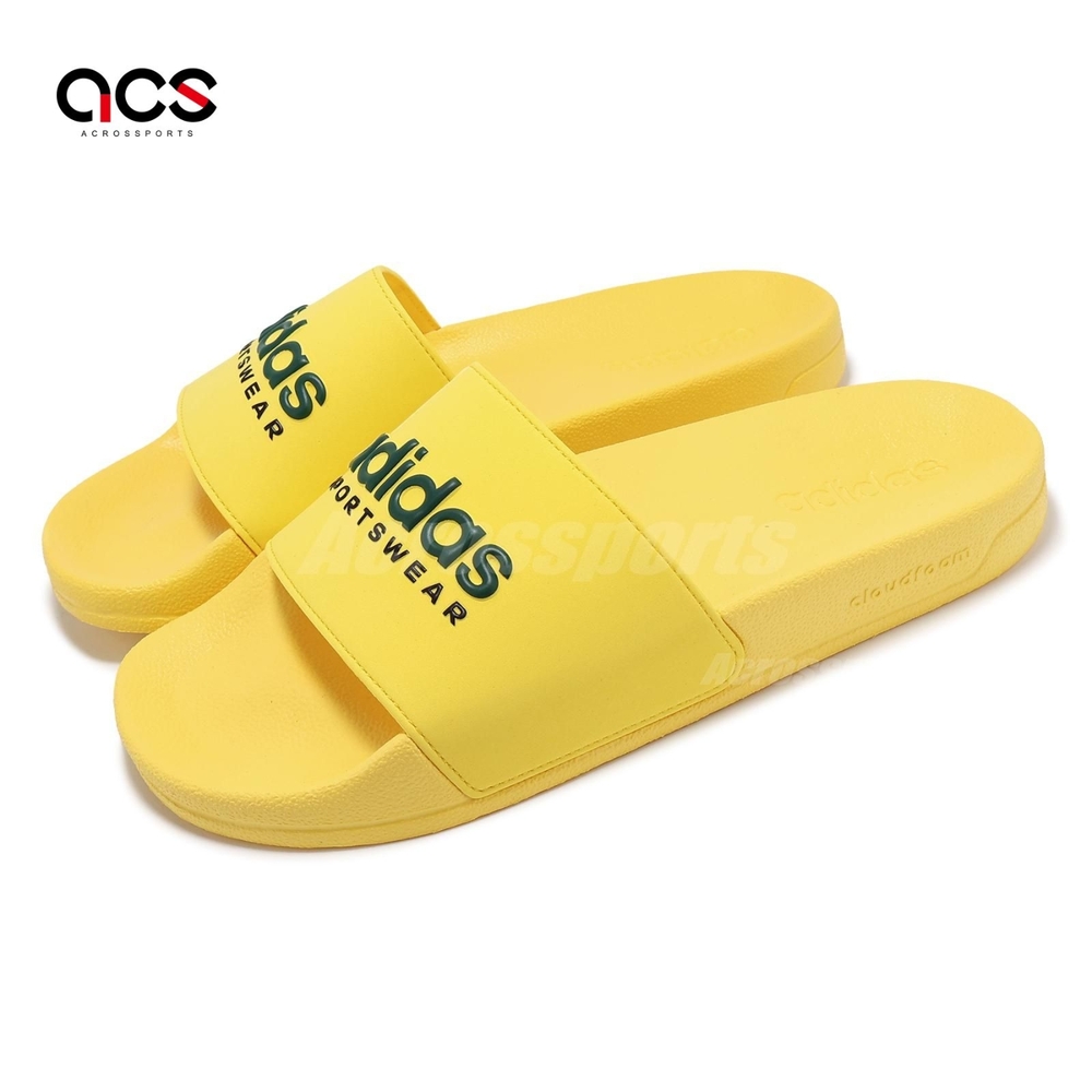 adidas 拖鞋Adilette Shower 男鞋女鞋黃綠緩衝一片拖涼拖鞋愛迪達