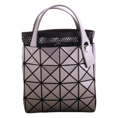 ISSEY MIYAKE  BAOBAO幾何方格附折疊購物袋小手提包(古銅金)S款