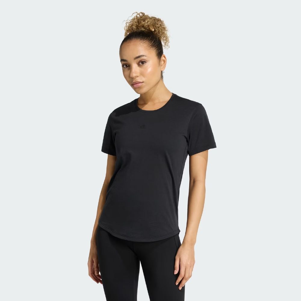 ADIDAS 女 短袖上衣 黑/白 MOTION  ES T 瑜珈上衣 JM44 (79黑色系)
