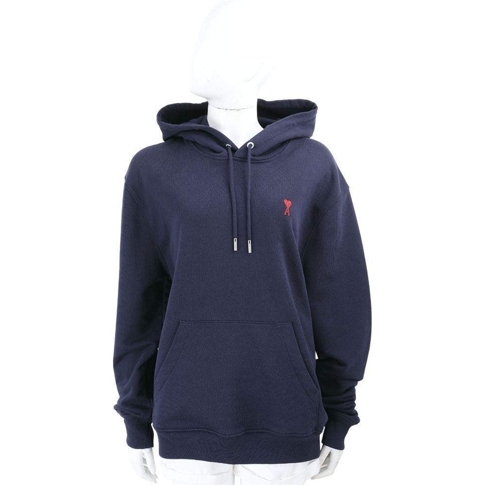 AMI Paris Ami Coeur A刺繡紅心 連帽運動衫 大學T(男女可穿)-3色可選 (深藍)
