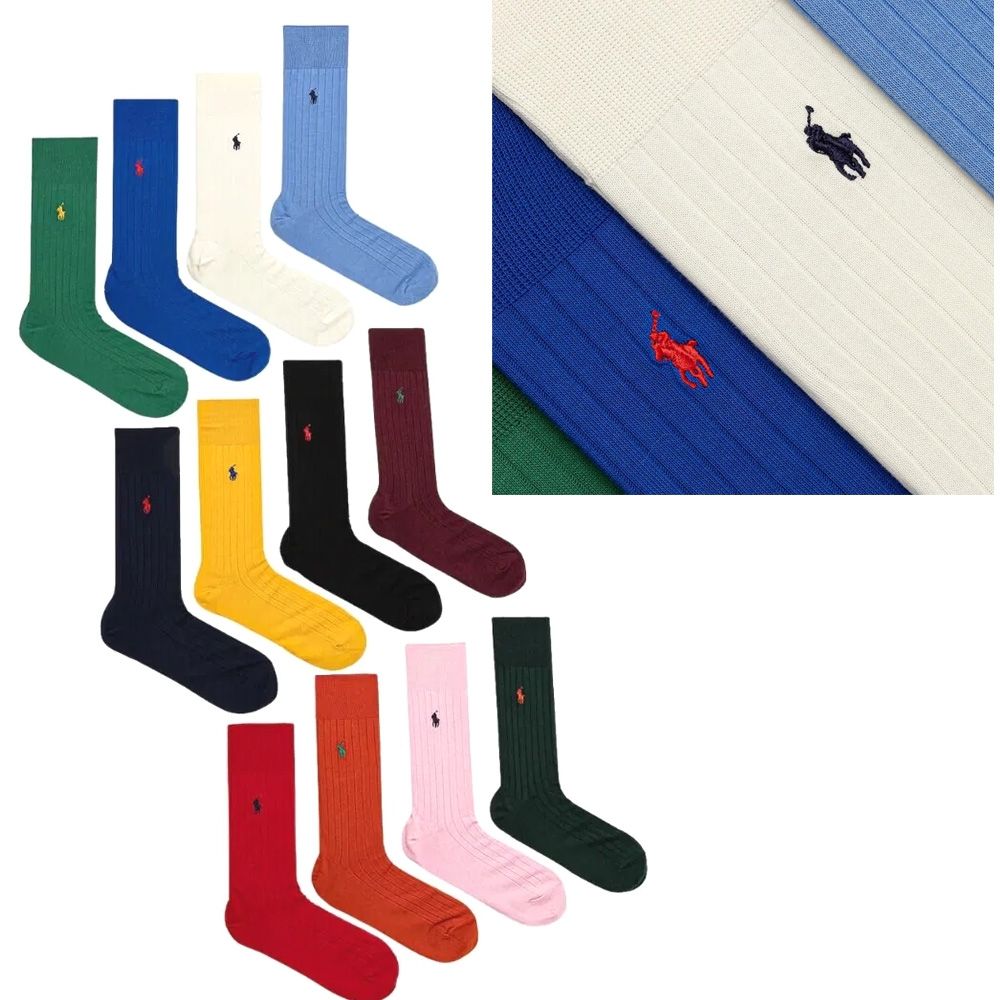 Polo Ralph Lauren 小馬刺繡彩色羅紋棉混紡男襪12入組禮盒