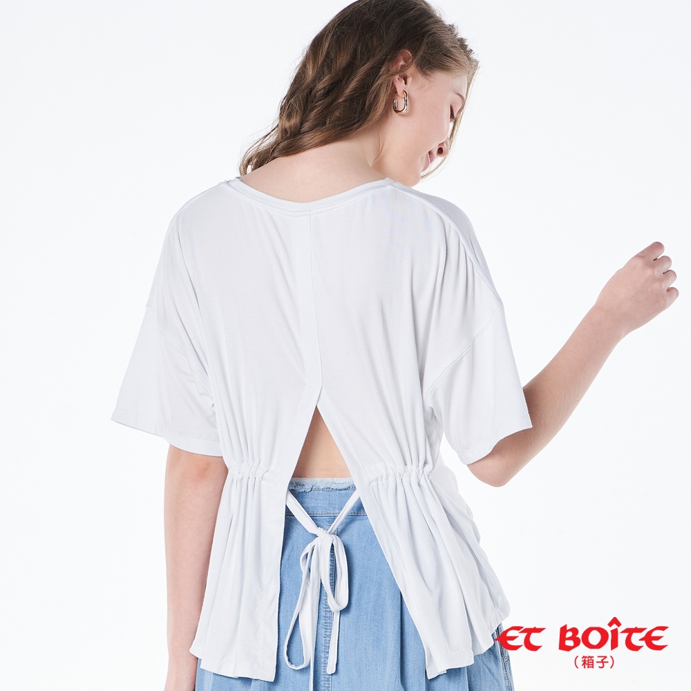 ET BOITE箱子 BLUE WAY – 後綁帶素面圓領短TEE