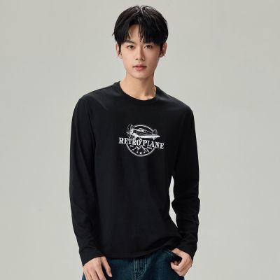 GIORDANO 男裝純棉復古交通工具印花長袖T恤【多色任選】