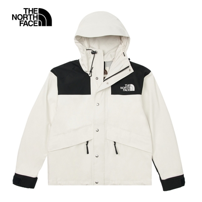 The North Face 官方旗艦 【經典ICON】北面男款米白色防水透氣舒適連帽衝鋒衣｜8AKJROU