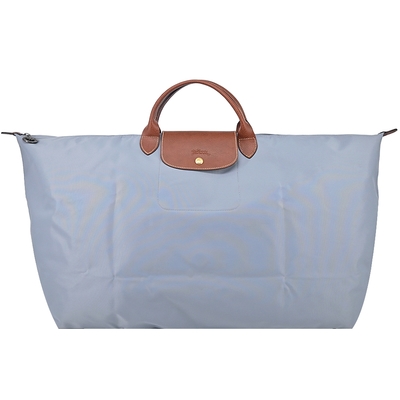 LONGCHAMP LE PLIAGE系列短把再生尼龍摺疊水餃旅行袋(特大/鋼灰)