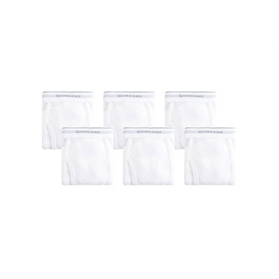 GIORDANO 男裝素色棉質三角內褲(六件裝)- 01 白色