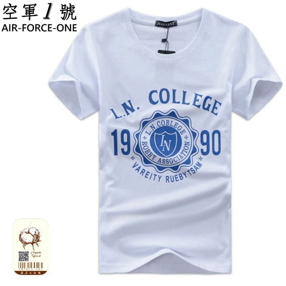 [空軍一號] AF-JN1990 抗UV天然棉65印花超彈時尚男T恤/超高CP值 (白色)