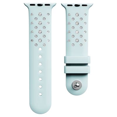 SWAROVSKI 施華洛世奇 Adorn Joy APPLE Watch 矽膠錶帶-藍(5755227)